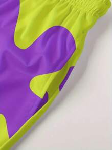 AICJ 1pc Men Polyester Casual Shorts Sleep Bottoms - Regular Fit, Non-Stretchy Woven Fabric, Drawstring Waistband, Pockets, Quick-Drying, Cartoon Floral Pattern, Suitable For Outdoor, Beach, Travel - Spring/Summer Sleep Shorts