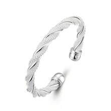 1 pieza Brazalete abierto de lujo de plata 925 con diseño de red retorcida para mujer