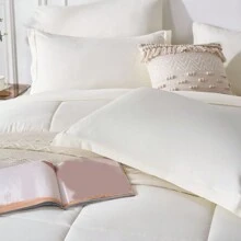 Juego de edredón a cuadros de color liso de 5/7 piezas: microfibra suave, liviano, para todas las estaciones, para cama individual, matrimonial, queen o king en una bolsa, juego de edredón con tela transpirable y fácil cuidado - Blanco - Ver 7