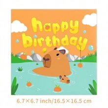 Capybara Birthday Decorations,Capybara Paper Plates And Napkins Party Supplies,Capybara Tableware Set Back To School Valentine's Day - Card Bara Tableware - View 6