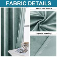 CYCMACO 2 Piece Velvet Indoor Curtains, Modern Bedroom Blackout Curtains With Eyelets, Cold Insulating Thermal Curtain For Living Room Lounge Children's Room - 墨綠色 - 查看 5