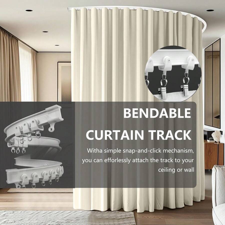 1 Set Of Flexible PVC Curtain Tracks, Shower Curtain Tracks, And Curtain Decoration Tracks That Are Easy To Install. Multiple Forms Of Shower Curtain Tracks, Curtain/Shower Curtain Track Accessories, And Shower Curtain Rods Are Available Home Bathroom Decor Fall Decor Bathroom Accessories Back To School
