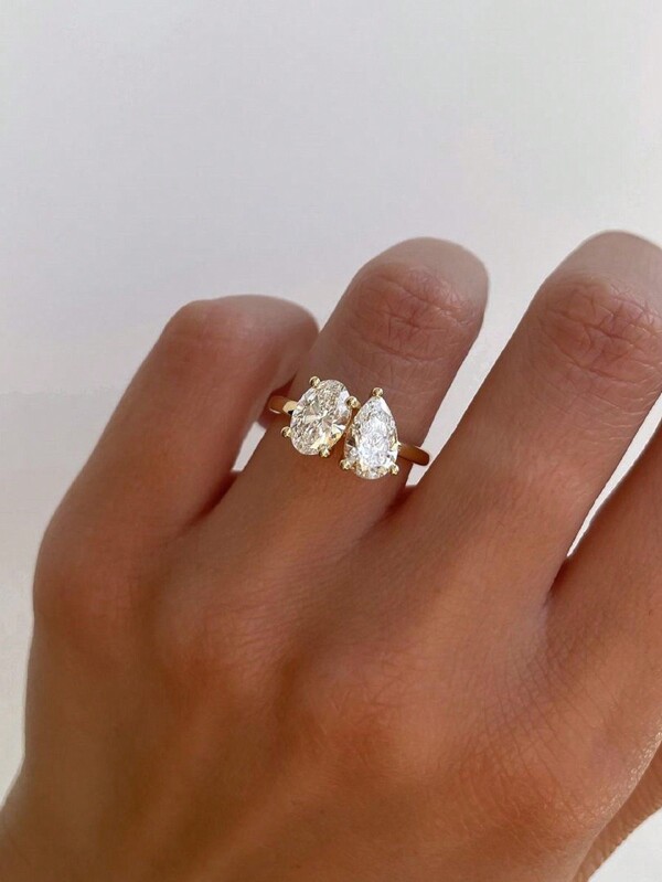 1pc Simple Oval And Pearl-Shape Rings Fine Wedding Ladies Jewelry For Women 925 Sterling Silver Gorgeous Zirconia Ring Fine Jewelry Wedding Ring Bridal Jewelry For Propose Promise Ring For Lovers Gift