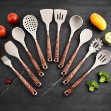11 peças/12 peças Conjunto de Utensílios de Cozinha de Silicone, Conjunto de Ferramentas de Cozinha, Utensílios de Cozinha Seguros, Conjunto de Utensílios de Cozinha com Cabo de Madeira Antiaderente, Utensílios de Cozinha Laváveis, Itens Essenciais de Cozinha, Presente Perfeito, Conjunto de Ferramentas de Cozinha Preto, Ferramentas de Cozinha, Materiais Escolares
