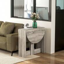 HOMCOM Folding Dining Table, Space-Saving Drop Leaf Table For Small Space, Kitchen, Dining Room, White - Grey - View 8