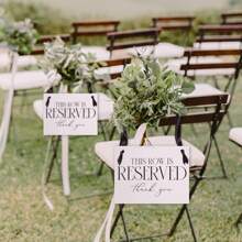 Reserved Row Banners For Wedding Ceremony Or Events - Blank Font On White Linen Cardstock Paper With Black Satin Ribbon Gifts Birthday Graduation Birthday Decorations Party Decorations Bachelorette Summer Beach Back To School School Supplies Room Decor - Multicolor - View 3