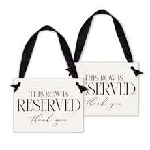 Reserved Row Banners For Wedding Ceremony Or Events - Blank Font On White Linen Cardstock Paper With Black Satin Ribbon Gifts Birthday Graduation Birthday Decorations Party Decorations Bachelorette Summer Beach Back To School School Supplies Room Decor - Multicolor - View 2