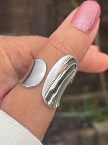 1pc Minimalistische geometrische open ring, concaaf ontwerp, unisex dagelijks gebruik
