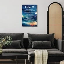 1 Pc Christian Psalm 23 Wall Art Bible Verse Decor Religious Canvas Wall Decor Framed Artwork Home Decorations For Livingroom Bedroom Bathroom Kitchen - Multicolor - View 3