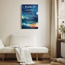 1 Pc Christian Psalm 23 Wall Art Bible Verse Decor Religious Canvas Wall Decor Framed Artwork Home Decorations For Livingroom Bedroom Bathroom Kitchen - Multicolor - View 4