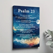 1 Pc Christian Psalm 23 Wall Art Bible Verse Decor Religious Canvas Wall Decor Framed Artwork Home Decorations For Livingroom Bedroom Bathroom Kitchen - Multicolor - View 1