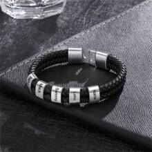 Personalized Fathers Bracelet Family Custom Names Engraved Men Braided Leather Bracelets For Men Dad Gifts For Him Husband,Silver,Black,Stylish,Colorful,Vintage,Simple,Unisex,Casual,Cuties,Custom,Personalized,Unique,Ideal Gifts For Him,Ideal Gifts For Her,Her,Boyfriend,Girlfriend,Dad,Mom,Family,Friends,For Anniversaries,For Birthdays,For Graduation,For Prom,For Party,Jewelry,Jewelry,School Supplies,Back To School,For Office,For School,For Classroom,For Teacher Gifts,For University,For Colleague,For Dorm Rooms,For Teacher,For Boys And Girls,For Teenagers,Junior High School Students,Middle School Students,High School Senior High School Students,College Students,University Students,Freshman,Sophomore,Underclassmen - Multicolor - View 9
