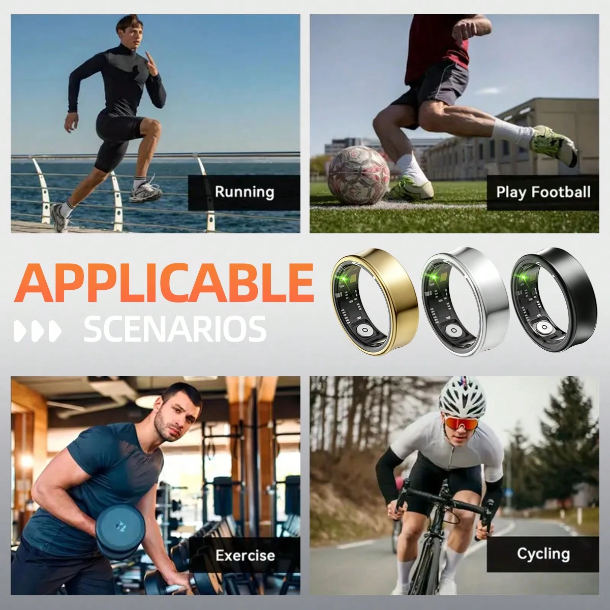 Anello Smart Ultra Sottile Fitness Tracker: Monitoraggio Sonno E Frequenza Cardiaca 24/7, Contapassi E Gesti Aria Per IOS/Android (Ricarica Wireless)