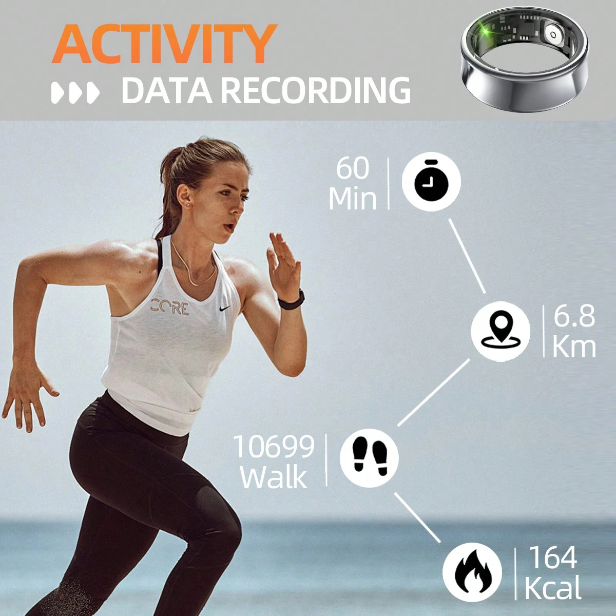 Gwenland Smart Ring Anello Smart Uomo - Anello Intelligente Con Display, Anello Smart Fitness - Foto 10