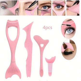 4 Pieces/Set Of Multi-Functional Eye Makeup Tools, Silicone Eyeliner Template, Mascara Mask Eyeshadow Applicator, Lipstick Applicator, Guide Wing Eyeliner Tool, Nose Cleaner, Blackhead Brush, Suitable For Beginners Silicone Eyeshadow Lipstick Positioning,Makeup,Cheap,Room Decor,Vanity,Travel,Bedroom,Makeup Accessories,Cheap,Stocking Stuffers,Makeup,Makeup Tools,Cheap Stuff,Gifts,Gifts For Women,Christmas Gifts