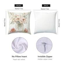 Set de 4 fundas decorativas de cojín con diseño floral rosa vintage, tela de terciopelo durazno, impresión de un solo lado, 45*45 CM, adecuadas para sala de estar, dormitorio, sofá, regalo