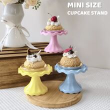 Juego de 3 piezas Soportes mini para cupcakes, exhibidor de pasteles pequeños para macarons, chocolates, postres, bodas, cumpleaños, baby shower, suministros para meriendas, fiesta rosa, blanco