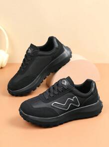 Breathable Mesh Casual Sports Shoes For Women, Low-Top Comfortable Khaki Color Sneakers, Non-Slip, Suitable For All Seasons - 286 Black and White - View 7