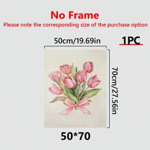 1 Stück botanische Tulpen, rosa Schleife Wandkunst, rosa Heimdekoration, Mädchen Geschenk, Tulpen Aquarellmalerei, Frühlingsdekoration - perfekt für Schlafzimmer, Wohnzimmer, Flur, Badezimmer, perfekte Heimgeschenk Wahl - Leinwand (gerahmt)