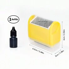 Conjunto de carimbos de proteção contra roubo de identidade, carimbo de bloqueio de endereço, redação de correspondência confidencial, usado para ocultar informações pessoais - tinta amarela fácil de usar e recarregável, inclui caixa de armazenamento (frasco de tinta com tampa), volta às aulas, material escolar