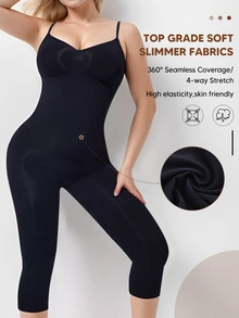 Women's Backless Bodysuit, Slimming Sports Full Length Casual Shapewear - Black - View 3