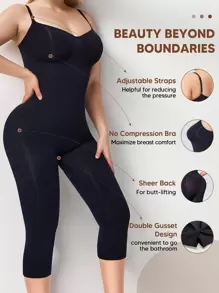 Women's Backless Bodysuit, Slimming Sports Full Length Casual Shapewear - Black - View 1