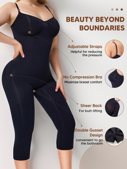 Women's Backless Bodysuit, Slimming Sports Full Length Casual Shapewear