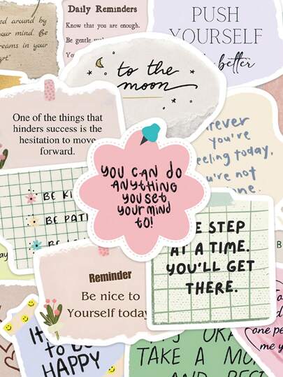 50pcs Debris In English Stickers Laptop Handbook Cell Phone Case Decorative Stickers Back To School