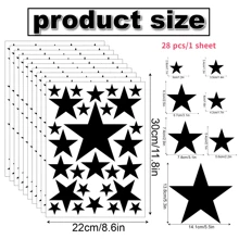 50 vellen zwarte stervormige muurstickers, geschikt voor het decoreren van slaapkamers, woonkamers, jongenskamers, kinderkamers, babykamers, woonstickers, binnenbehang, PVC-muurschilderingen, kamerdecoratie, wanddecoratie, badkamerdecoratie, slaapkamerdecoratie, kamerdecoratie, spullen voor woonkamerdecoratie, huisdecoratie, woondecoratie, behang voor woonkamer, gepersonaliseerde stickers