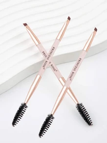 Princess Rose 3pcs Rose Princess Portable Pink Double-Ended Eyebrow Brush, Eyelash Brush, Eye Makeup Brush Set, Soft Bristles With No Skin Irritation, Dual-Ended Design For Convenient Application, Suitable For Daily Eye Makeup,Eyebrow Brush,Eyeshadow Brush,Spoolie,Spoolie Brush
