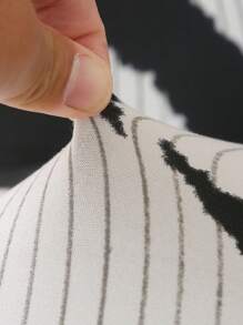 1 件斑马纹弹力沙发套，防尘，防滑，适用于客厅、卧室、办公室，可机洗，四季皆宜，几何图案 - 黑與白 - 查看 7