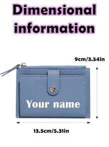 Billetera mini con cremallera personalizada - Portacartas y estuche para identificación con texto personalizado, regalo perfecto para la novia, anti-pérdida para el Día de San Valentín