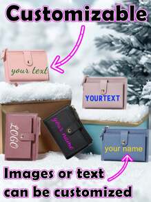 Billetera mini con cremallera personalizada - Portacartas y estuche para identificación con texto personalizado, regalo perfecto para la novia, anti-pérdida para el Día de San Valentín