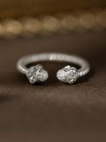 BALMORA 1pc Unique S925 Sterling Silver Twists Zirconia Ring Adjustable Ring For Girl/Women/Girlfriend/Mother Retro Party Dating Gift Daily Wear Birthday Gift
