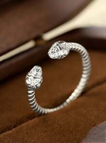 BALMORA 1pc Unique S925 Sterling Silver Twists Zirconia Ring Adjustable Ring For Girl/Women/Girlfriend/Mother Retro Party Dating Gift Daily Wear Birthday Gift