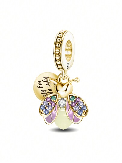 1Pc 925 Sterling Silver Fashionable Luminous Luminescence Bee Charm Fit For Women Bracelets Bangles DIY Jewelry Making Fine Jewellery