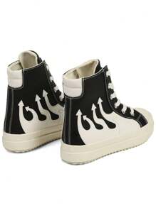 Women's Lace-Up Platform Ankle Boots Fashion Flame Mixed Colors Thick Bottom Casual Comfortable Sporty Sneakers Woman - màu đen - Xem 7