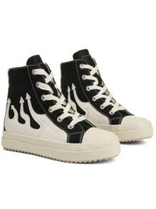 Women's Lace-Up Platform Ankle Boots Fashion Flame Mixed Colors Thick Bottom Casual Comfortable Sporty Sneakers Woman - màu đen - Xem 4