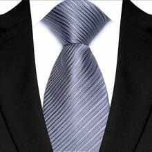 GOADAFOO Cravatta di lusso da uomo da 8 cm, colore grigio argento, con puntini, righe e tinta unita, cravatta damascata intessuta per uomo, sposo, affari, matrimonio e festa