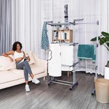 4 Tiers Clothes Drying Rack Indoor Folding Clothes Airer Large Clothes Drying Rack Laundry Rack With Wheels For Indoor Outdoor Use - Grey - View 7