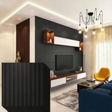 Aadesh 3D PVC Plastic Wall Panels, Suitable For Interior Wall Decoration, Waterproof And Heat-Resistant, With Grooved Texture. Ideal For Living Rooms, Halls, Bedrooms, Hotels, Offices, Game Rooms, And TV Accent Walls. 30cm * 30cm (Includes Installation Accessories). - Sọc đen - Xem 8
