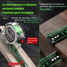 Cinta Metrica Flexometro Regla Retractil Fluorescente 10m,cinta métrica duradera y de alta precisión - transparente - Ver 5