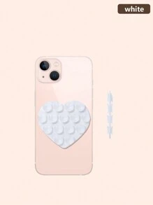 1pc Double-Sided Heart-Shaped Silicone Suction Cup, Washable Phone Silicone Suction Cup, Anti-Slip Fixed Suction Cup Phone Holder Compatible With IPhone, Android Phone, Gift For Birthday, Family, Friends Phone Stand, Phone Accessories