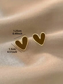 1 Pair Retro Elegant Petite Asymmetrical Heart Shaped Stud Earrings, Versatile Daily Wear, Holiday Gift For Women, Autumn/Winter Valentines,Mom,Mother,Mother's Day,Gift