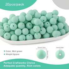 30 peças/20 peças 12mm/15mm Contas de Silicone, Usadas para Fabricação de Chaveiros, Contas Solta de Silicone para Fabricação de Pulseiras e Colares, e Contas de Silicone Circular para Canetas
