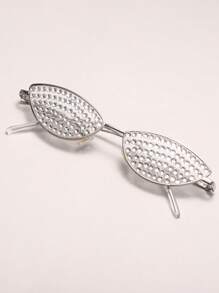 1 buc ochelari de soare personalizați cu ramă mică, ochelari de soare retro versatili pentru femei, accesorii strălucitoare, ochelari de soare pentru femei, nuanțe de culoare pentru femei, ochelari de vedere, ținute de toamnă și iarnă, accesorii de plajă, vintage Y2k, cadouri de bază pentru afaceri și casual, pentru vacanță de vară la plajă, în aer liber, călătorii - Argint - Vizualizare 7