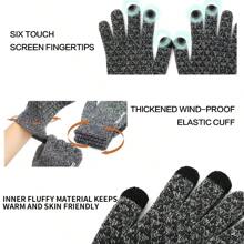 1 Pair Winter New Pineapple Pattern Faux Cashmere Full Finger Touchscreen Knitted Warm Thick Gloves, Fashion