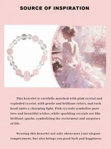 VE 1 Stück hochwertiges Sterling Silber Armband mit natürlichen Kristallen, kombiniert rosa Quarz und weißen Quarz, sanfte und elegante Farbe, symbolisiert Liebe und Reinheit. Seine sanfte Energie kann zwischenmenschliche Beziehungen und persönliche Ausstrahlung verstärken, was es zu einer tollen Wahl für Geschenke oder den Eigenbedarf macht. Die Schmuckfarbe ist zufällig.