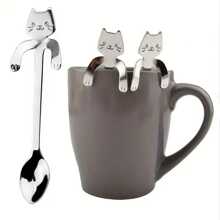 1/2/5/10 Pcs Cute Kawaii Cat Spoons, Stainless Steel Spoons, Creative Cat-Shaped Hanging Cup Coffee Spoons, Perfect For Stirring Tea, Coffee, Sugar And Desserts - Kitchen Utensils Back To School - Multicolor - View 5