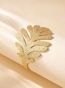 1 pieza Brazalete de Garra Abierta con Hoja Grande Enchapado en Oro de Moda, Apto para Uso Diario de Mujeres - tipo abierto - Ver 4